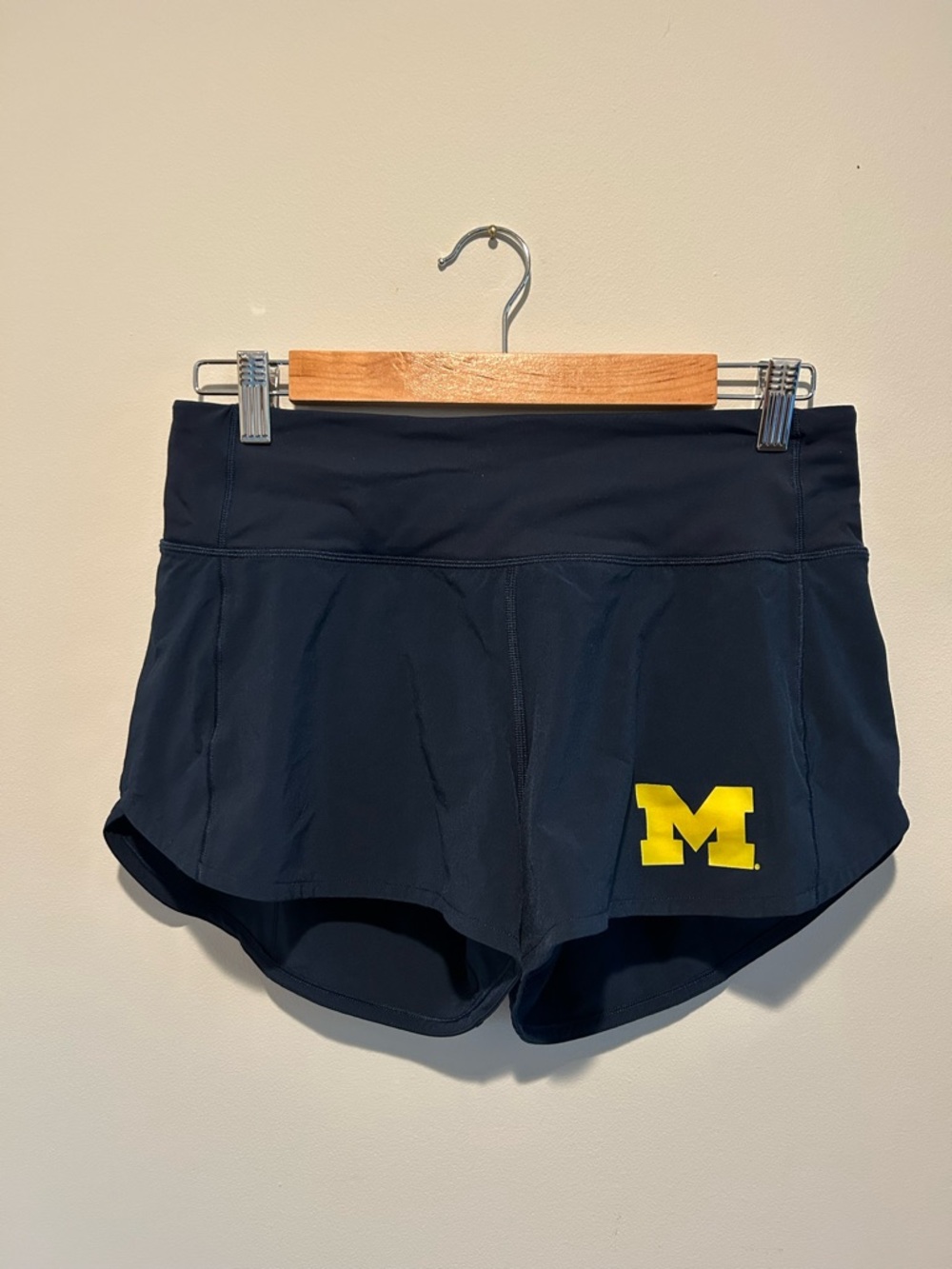 Lululemon Navy Athletic Shorts with Maize 'M' Michigan Logo